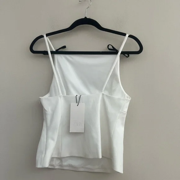 Zara White Camisole with Black Bow Accents - Picture 10 of 12